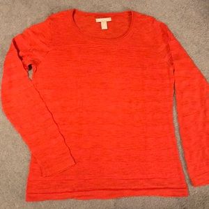 Orange striped long sleeve knit top
